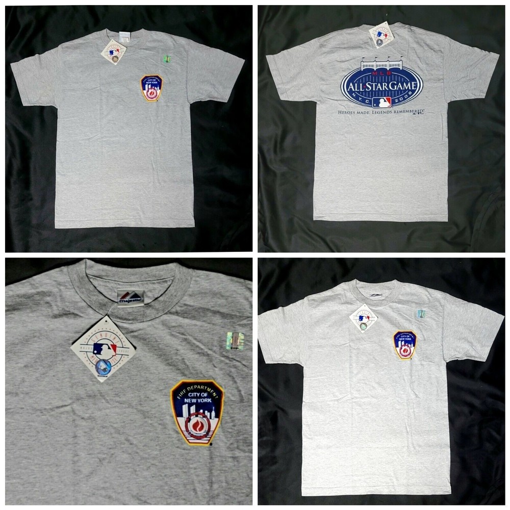 MLB NYFD New York Yankees Allstar Game Majestic Tshirt Mens Sz L 2008 Gray NWT